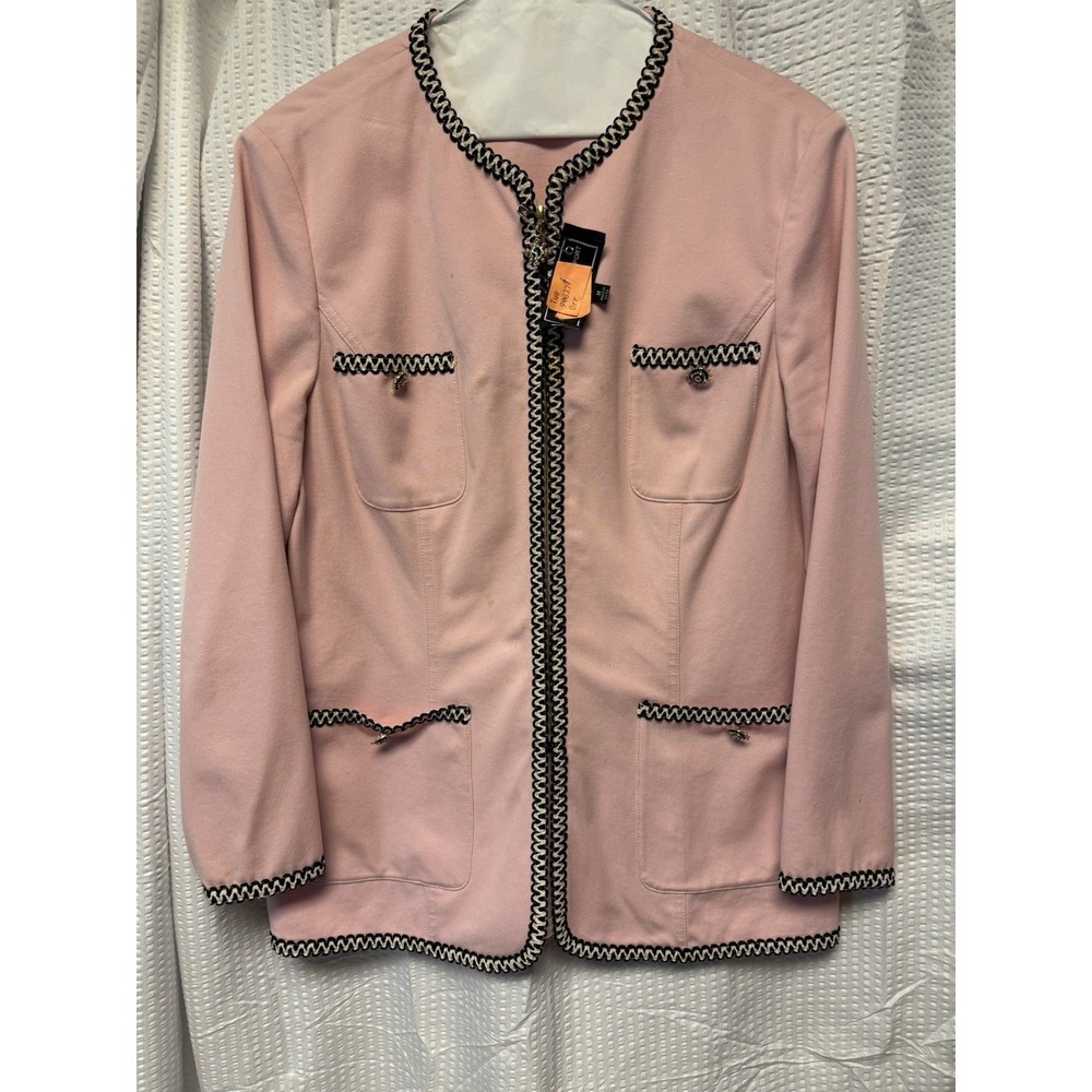 Vintage St. Johns Sport by Marie Gray 1990s‎ Pale Pink Blazer Black White Trim M